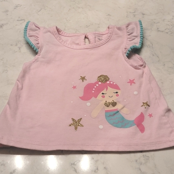 WILLOW AND WYATT MERMAID TEE. S8ZE 3T. PINK, MINT GREEN GOLD - Picture 1 of 6